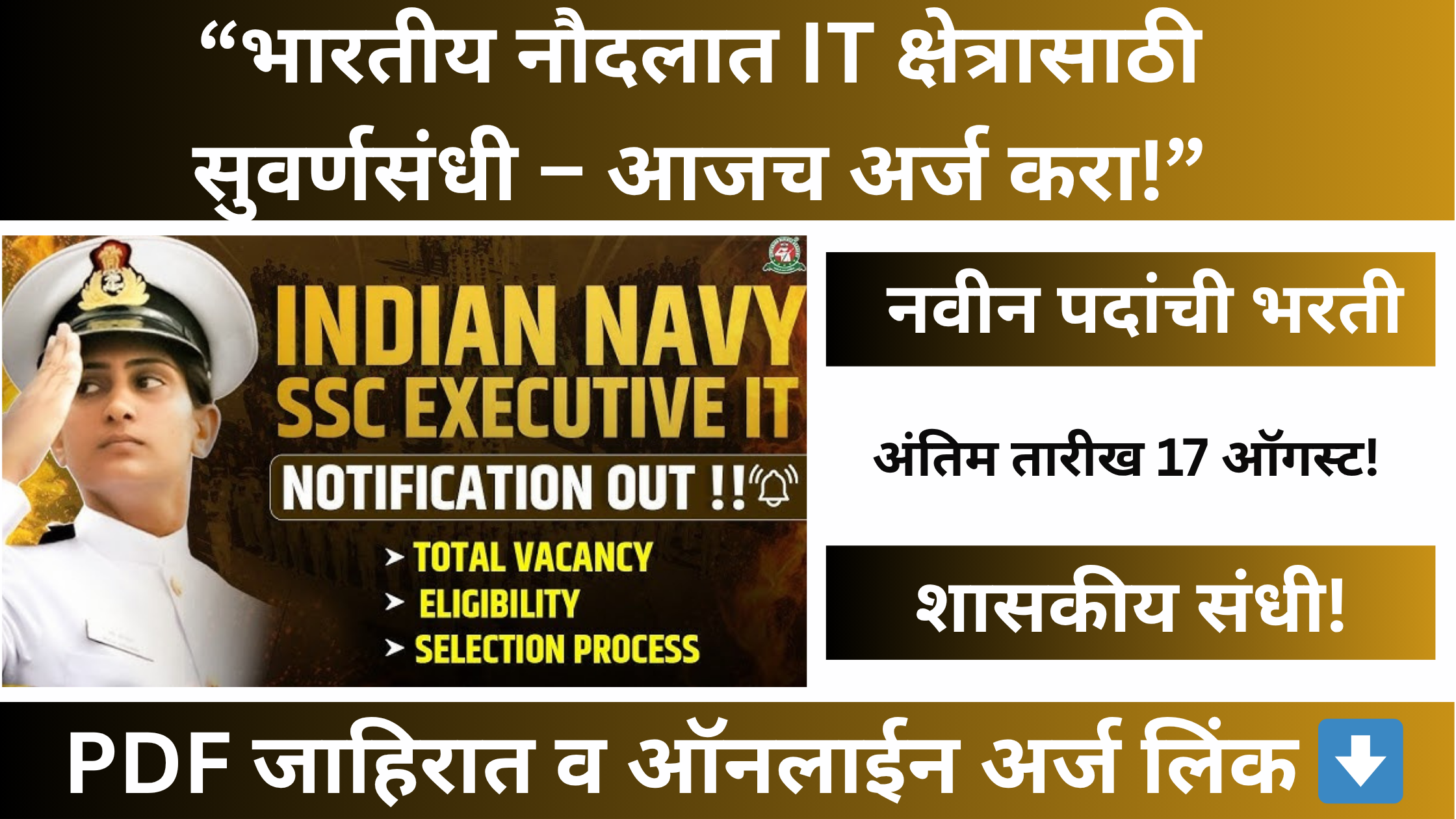 Indian Navy SSC Executive Bharti 2025 Banner – Apply Online for 15 Vacancies