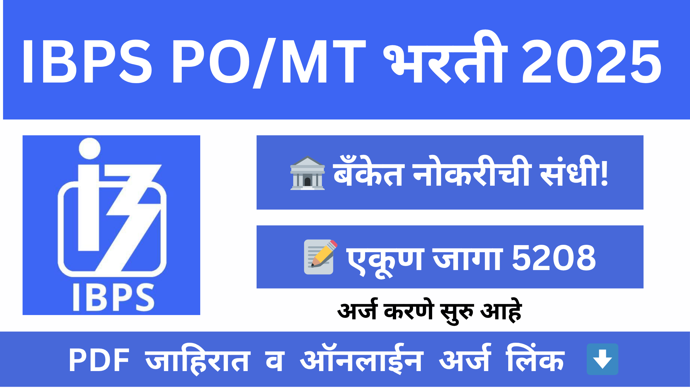 IBPS PO Bharti 2025 – 5208 जागा, पात्रता व अर्ज माहिती