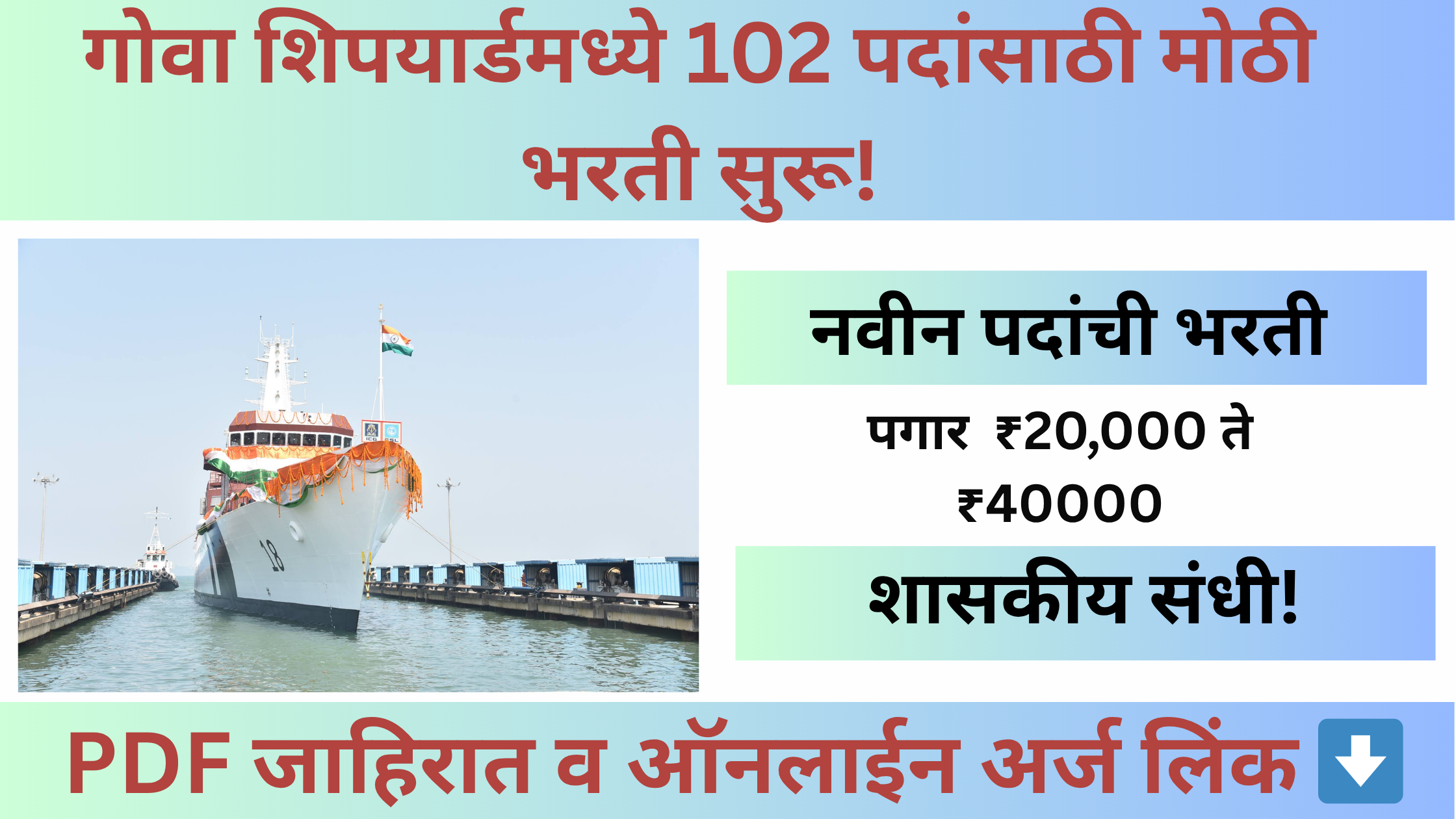 Goa Shipyard Bharti 2025 – Apply for 106 Non-Executive Fixed Term Posts Before 11 August