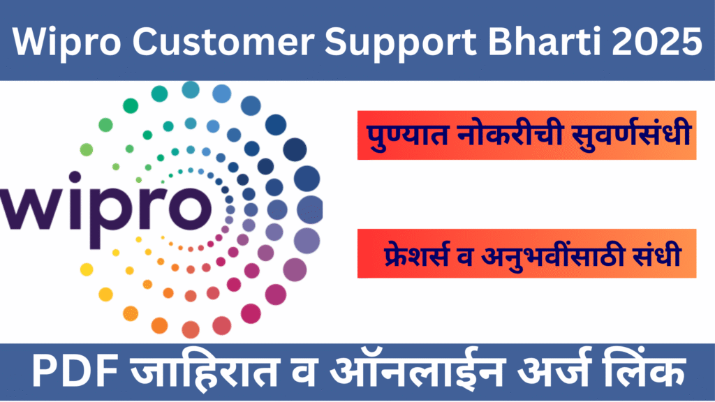 Wipro Customer Support Bharti 2025 Pune – Customer Support Associate आणि Executive पदांसाठी भरती, BPO आणि International Voice Process नोकरी