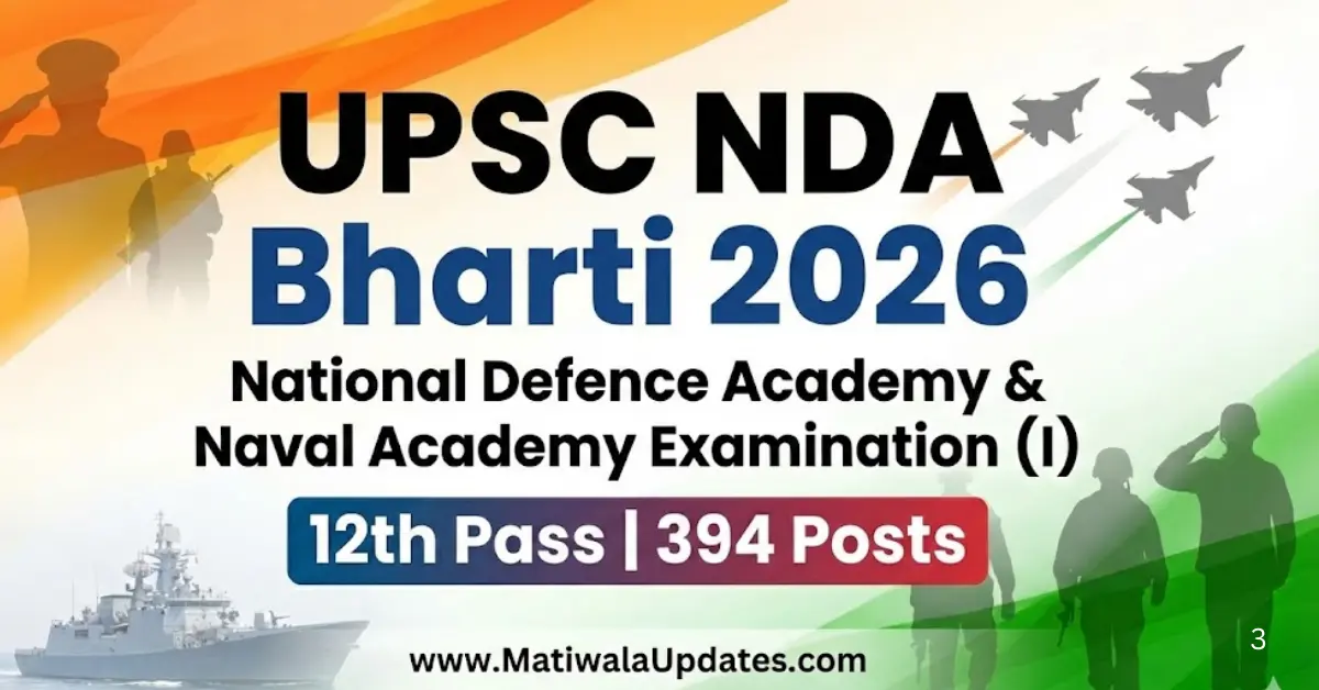 UPSC NDA Bharti 2026 Notification Banner for National Defence Academy Recruitment of 394 Posts for 12th Pass Candidates